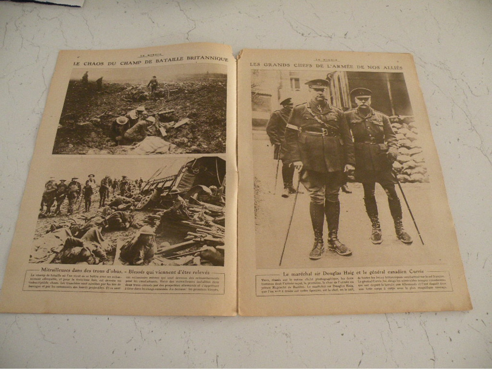 Le Miroir Guerre 1914/1918>Journal N°228 > 7.4.1918 >Pétain Et Foch,Douglas Haig Et Currie,Bataille De La Somme - War 1914-18