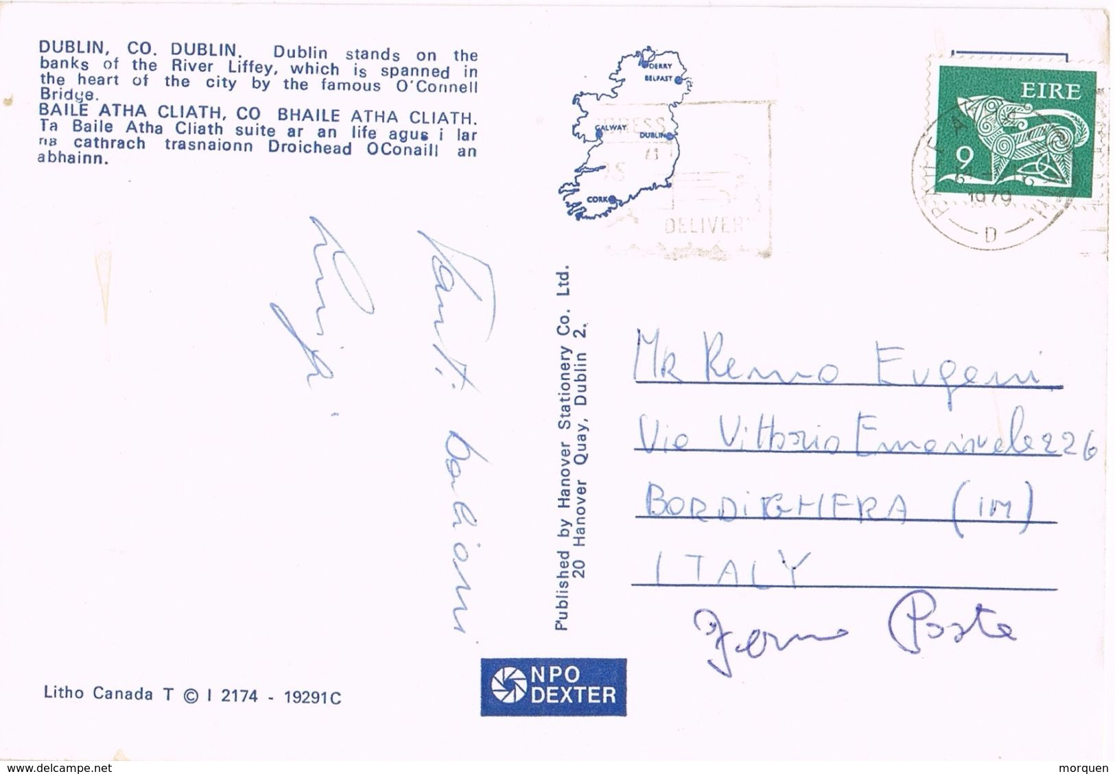 25598. Postal Aerea BAILE ATHA CLIATH,  Dublin (Irlanda) 1979. Vista Dublin - Storia Postale