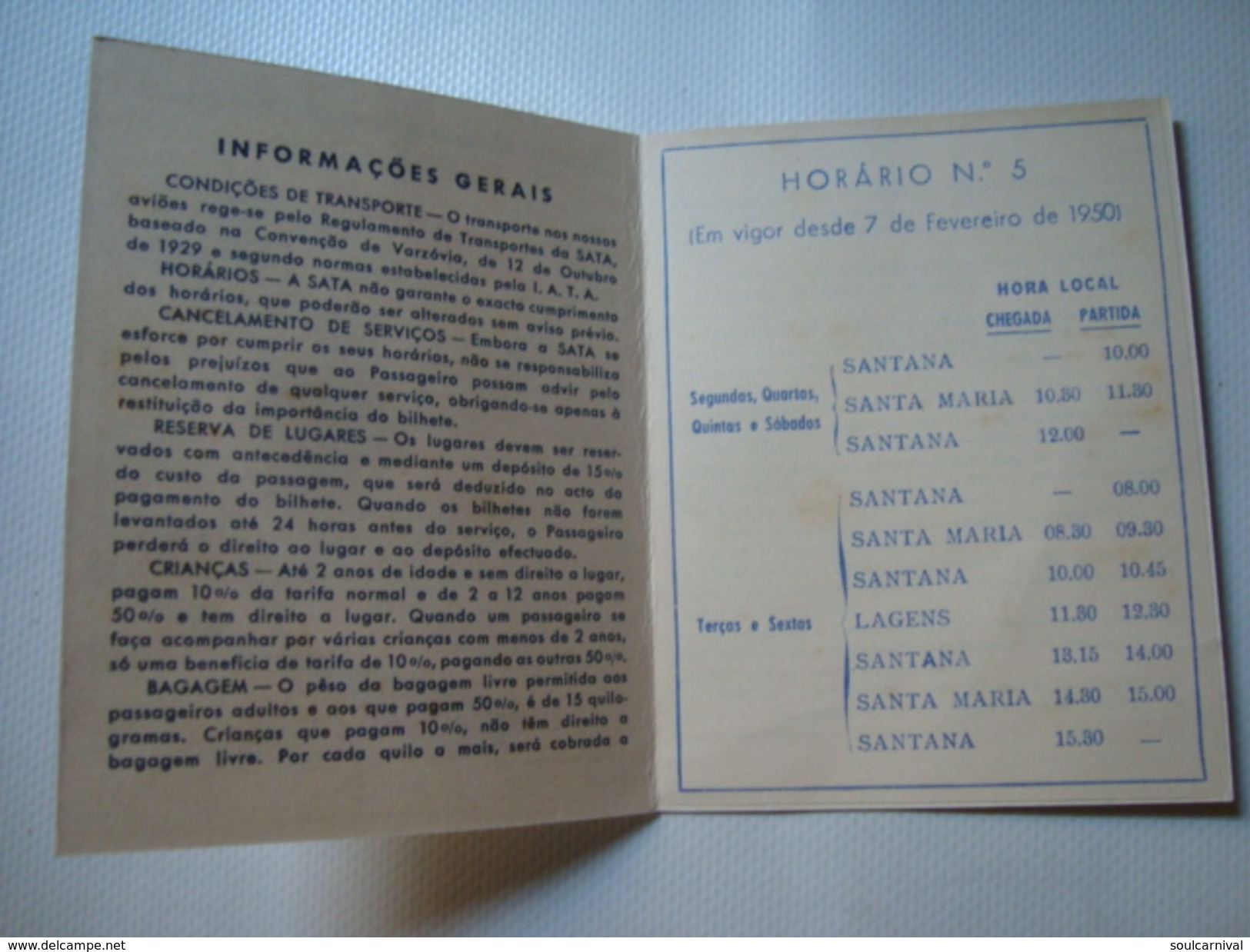 SATA. SOCIEDADE AÇORIANA DE TRANSPORTES AÉREOS, LDA - AZORES, 40s. SAM MIGUEL, TERCEIRA E SANTA MARIA. - Publicidad