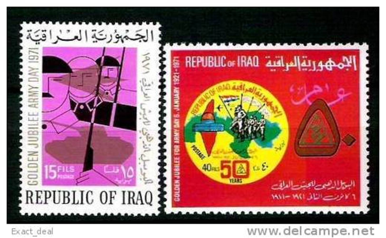 IRAQ IRAK ARMY DAY 1971 Soldiers Military Palestine Map SC# 579 - 580  MNH - Irak