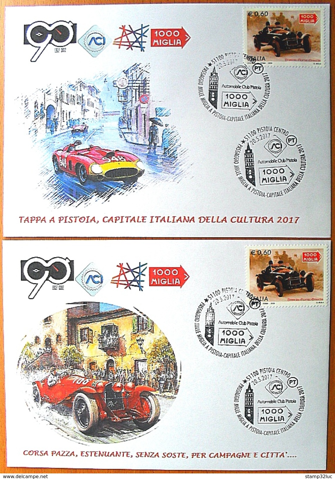 ITALIA ITALY 2017 1000 MIGLIA MILLE MIGLIA 6 Event Covers Fdc One Thousand Miles Car Race UNIQUE - FDC