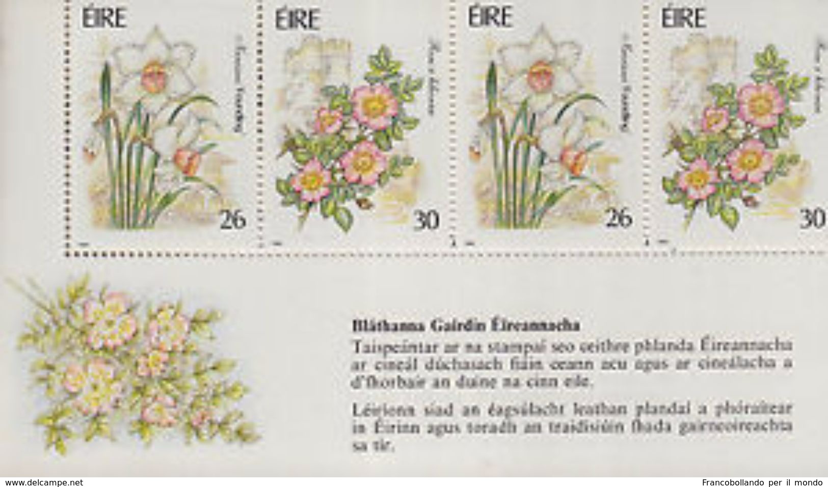 IRELAND 1990 IRISH GARDEN FLOWERS COMMEMORATIVE STAMP BOOKLET - SG SB36 - Libretti
