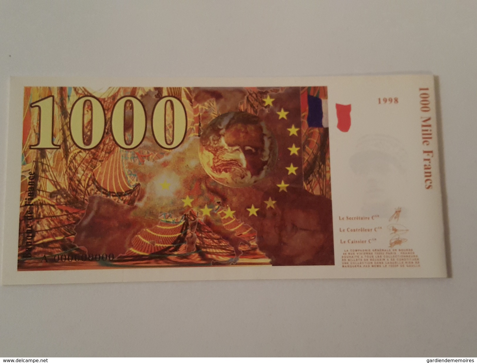 Billet Spécimen 1000 Francs Charles De Gaulle N°1097 -1998 - Specimen