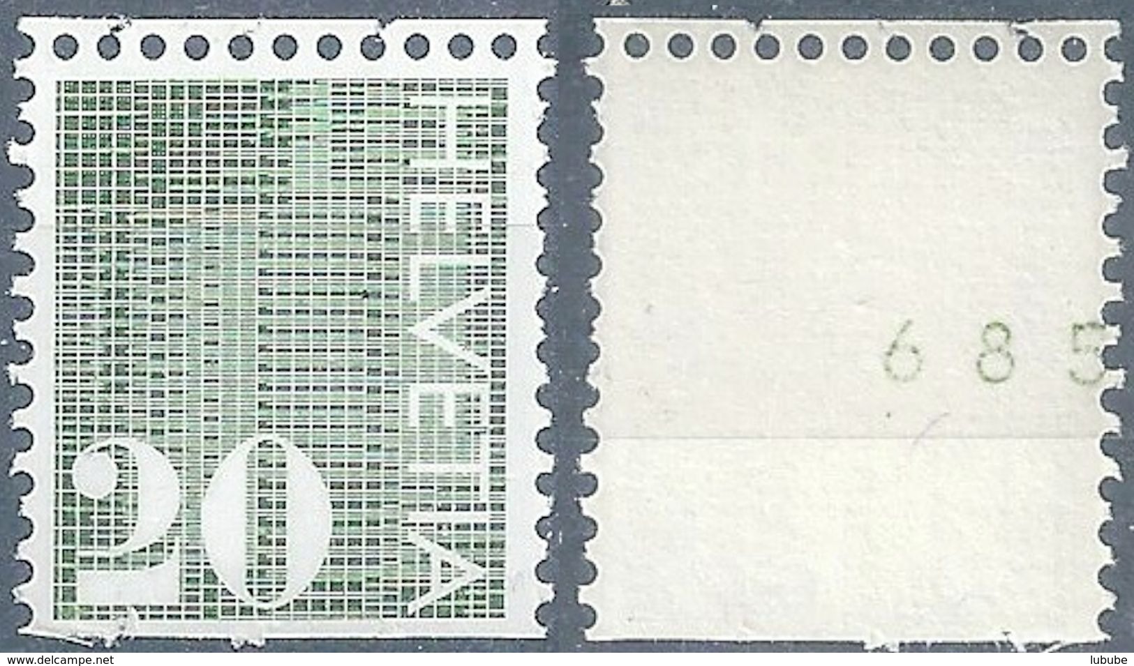 Ziffer 484R, 20 Rp.grün  (verschobene Kontrollnummer / Verschnitt)             1972 - Franqueo