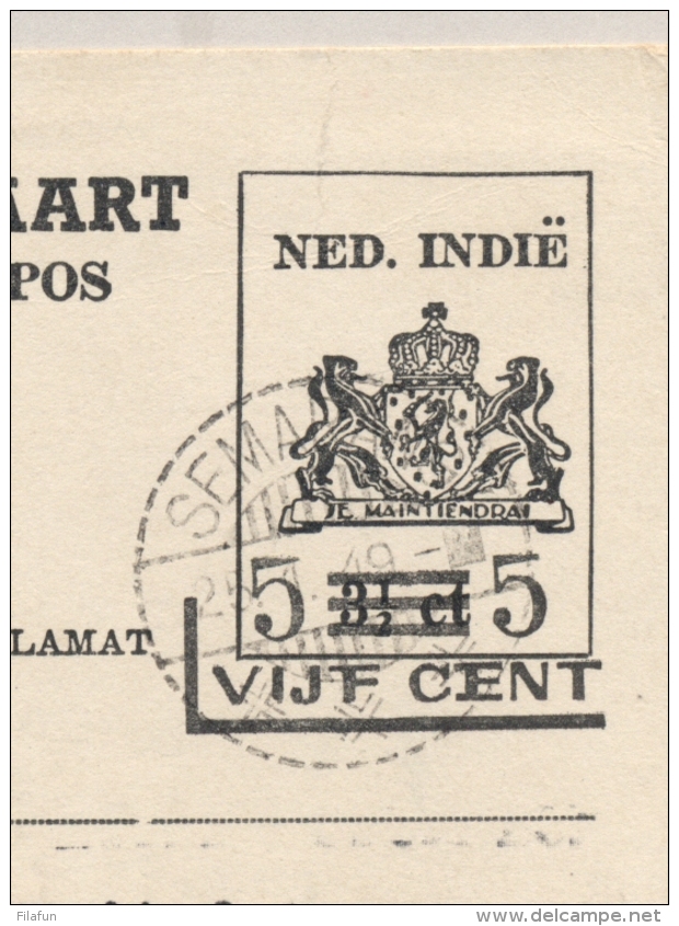 Nederlands Indië - 1949 - 5 Cent Opdruk Op 3,5 Cent Briefkaart Australische Druk, G76b-1 Van Semarang Naar Batavia - Niederländisch-Indien