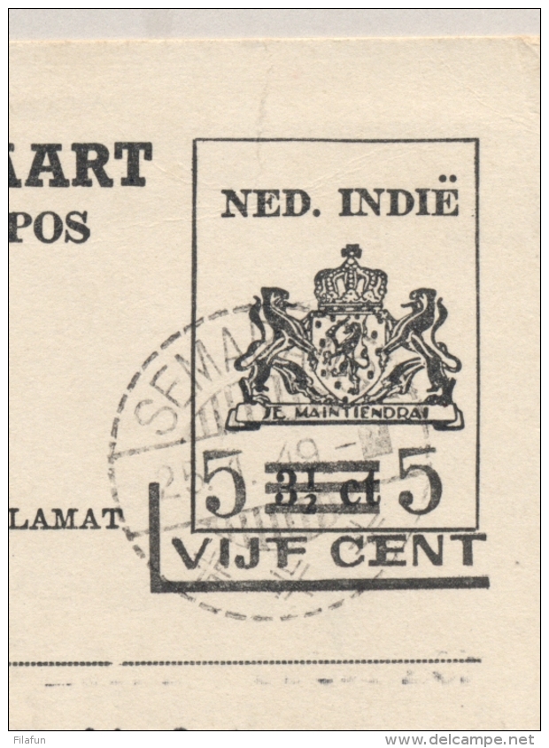 Nederlands Indië - 1949 - 5 Cent Opdruk Op 3,5 Cent Briefkaart Australische Druk, G76b-1 Van Semarang Naar Batavia - Netherlands Indies