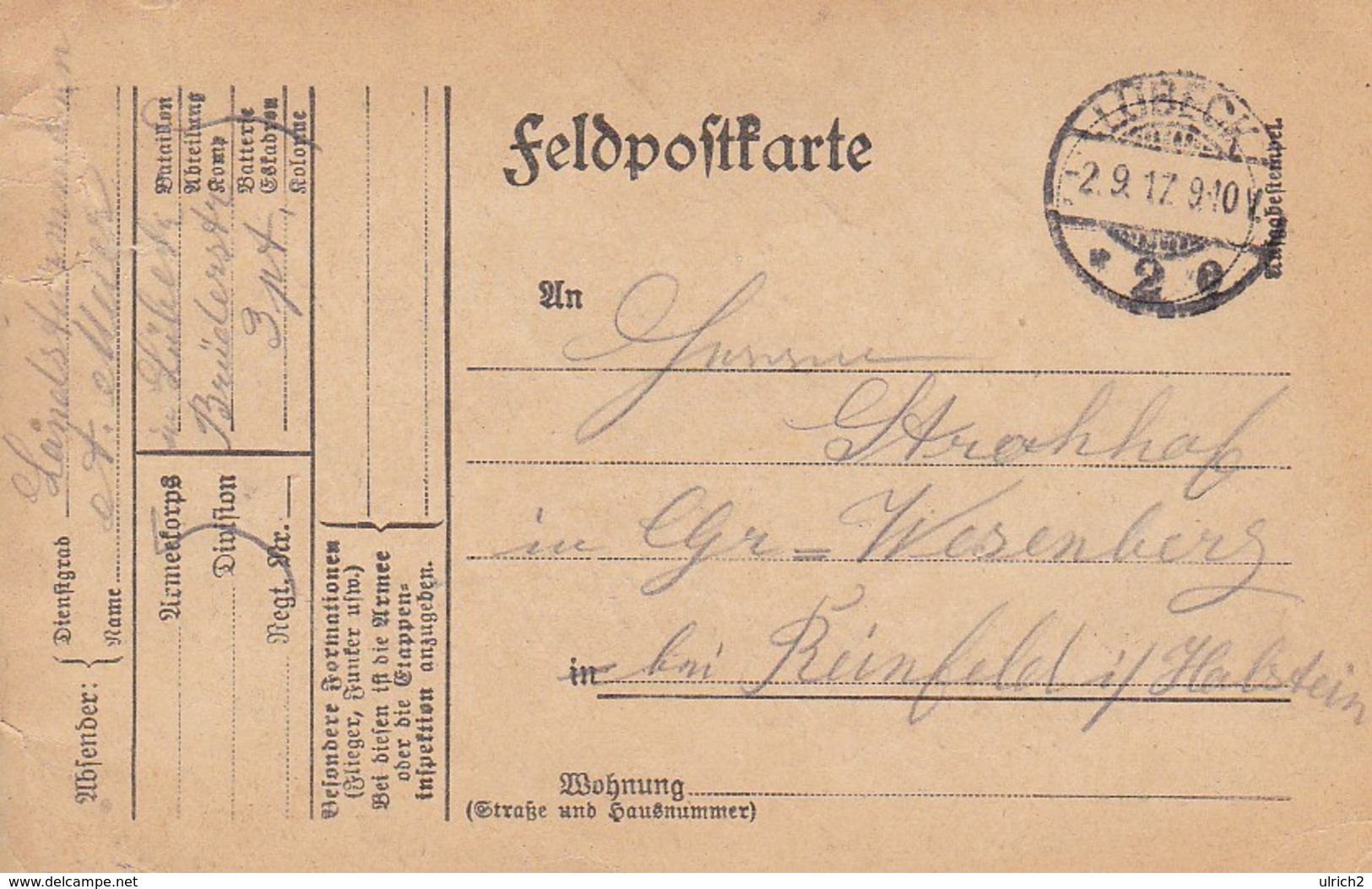 Feldpost - 1917 (30788) - Brieven En Documenten