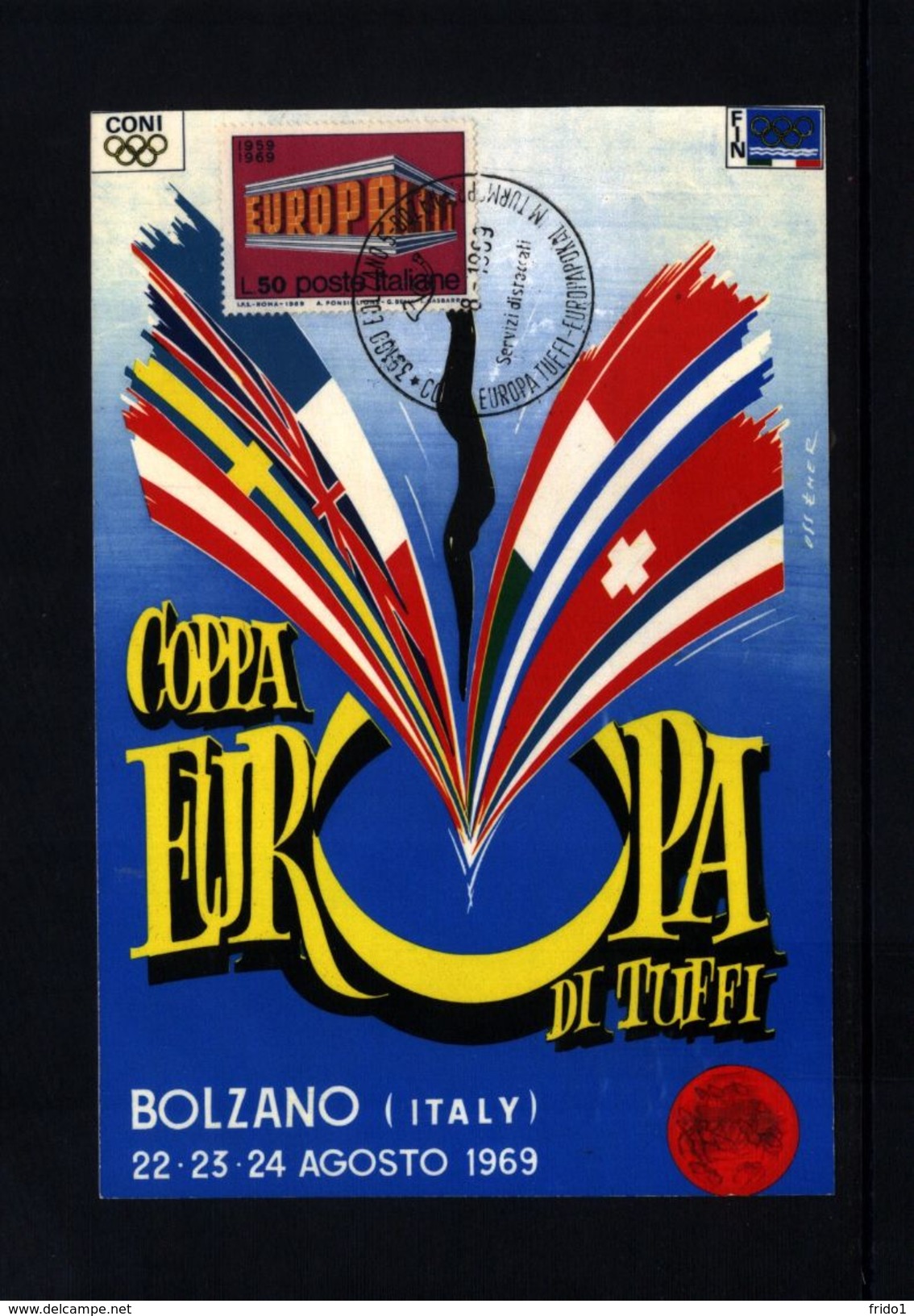 Italien / Italy Bologna 1969 Bolzano European Diving Championship Interesting Postcard - Duiken