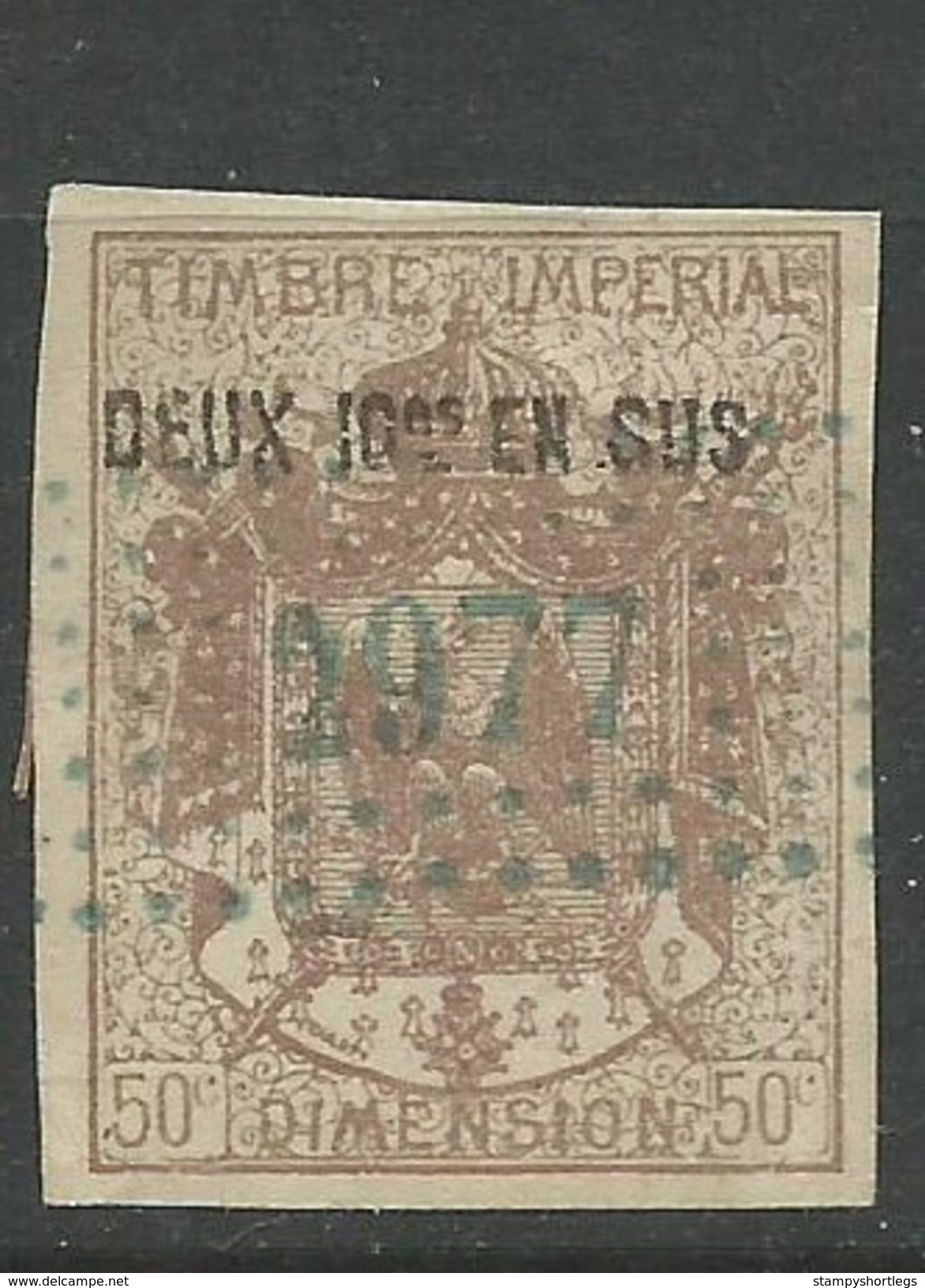 France Revenue Stamp Timbre Imperial 50 Cent Brown -   With Surcharge Good Used - Altri & Non Classificati