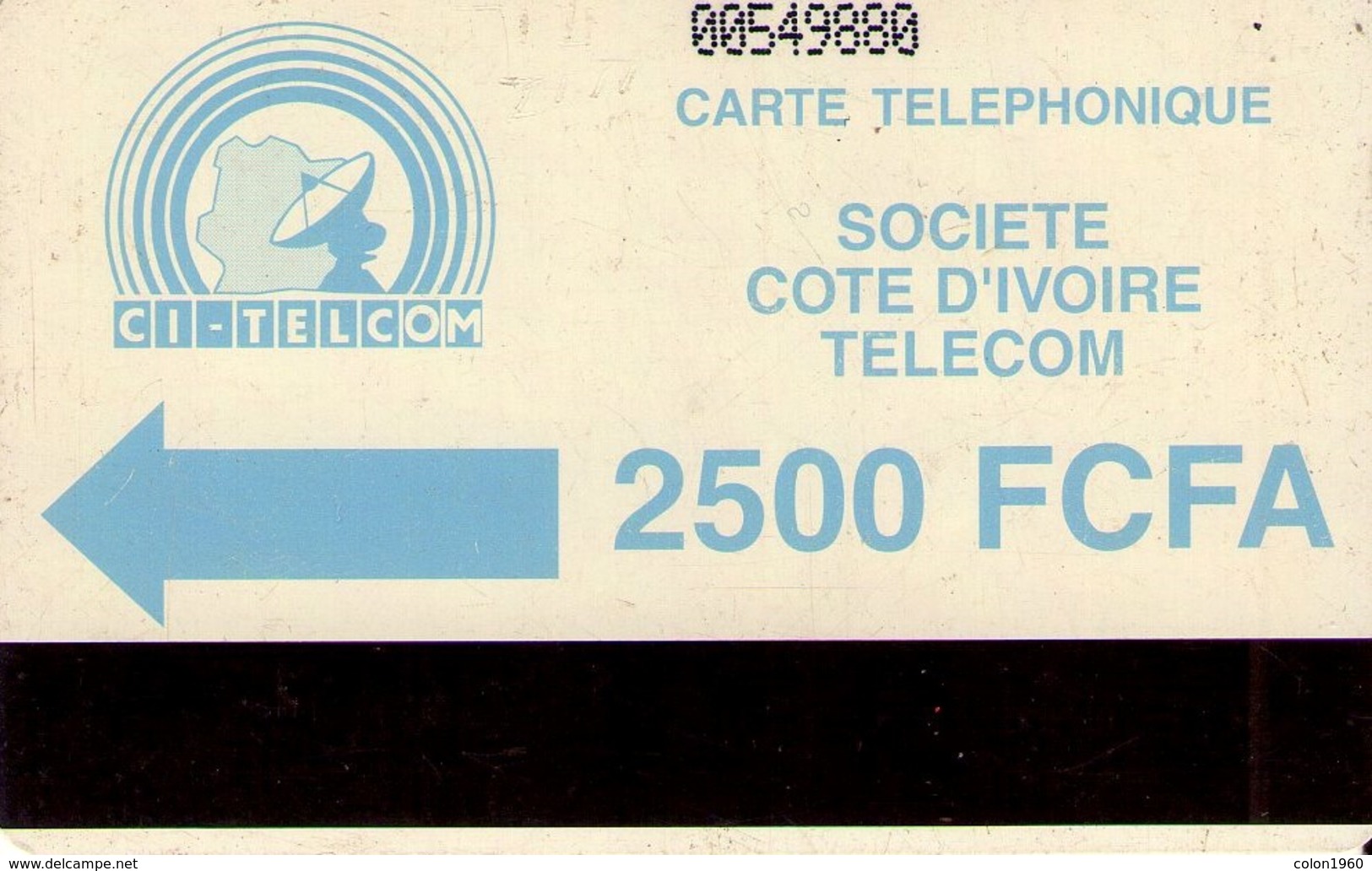 COSTA DE MARFIL. IVC-10. Blue Logo - Notched. 1994. With Dashed Zero: "Ø". (001) - Costa De Marfil