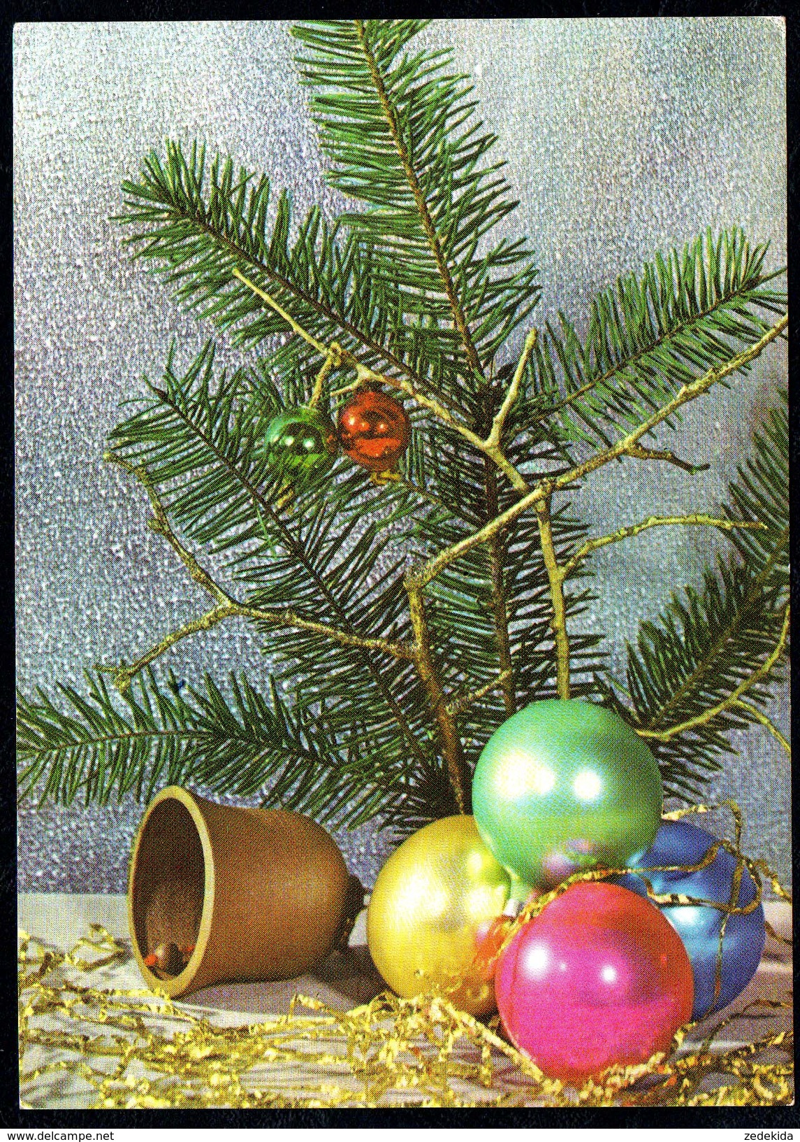 A6783 - Alte Glückwunschkarte - Weihnachten - Baumschmuck Baumkugeln - DDR Planet 1977 - Altri & Non Classificati