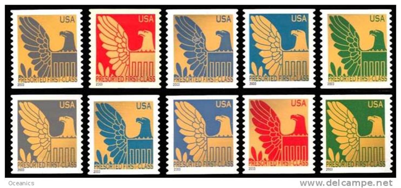 Etats-Unis / United States (Scott No.3792-801 - Aigle / Eagle) (o) Presorted First Class Cpl Set - Unused Stamps