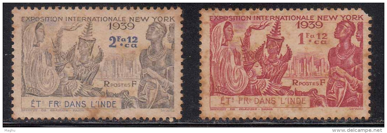 French India MH 1939, Set Of 2, New York World's Fair, Exposition, France Colony, As Scan - Unused Stamps