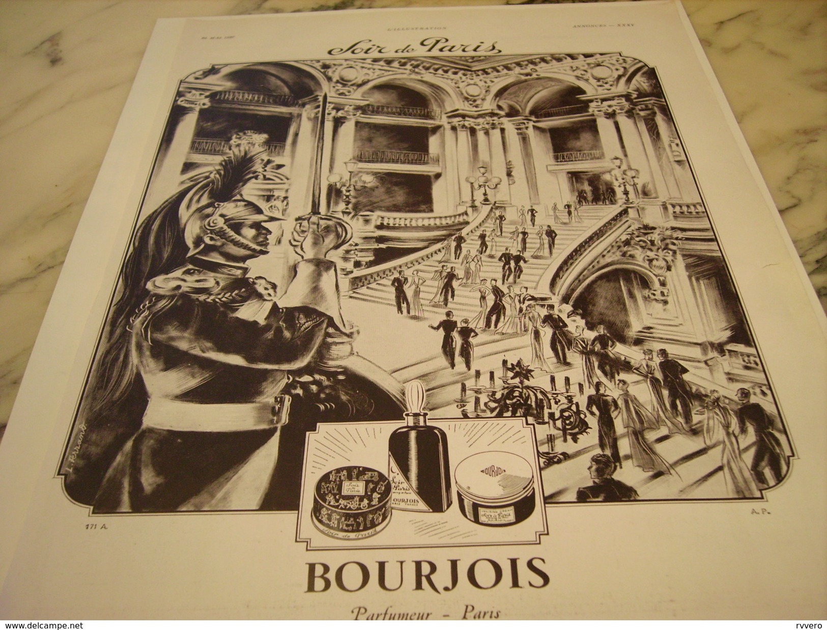 ANCIENNE PUBLICITE POUDRE DE PARIS BOURJOIS 1937 - Autres & Non Classés