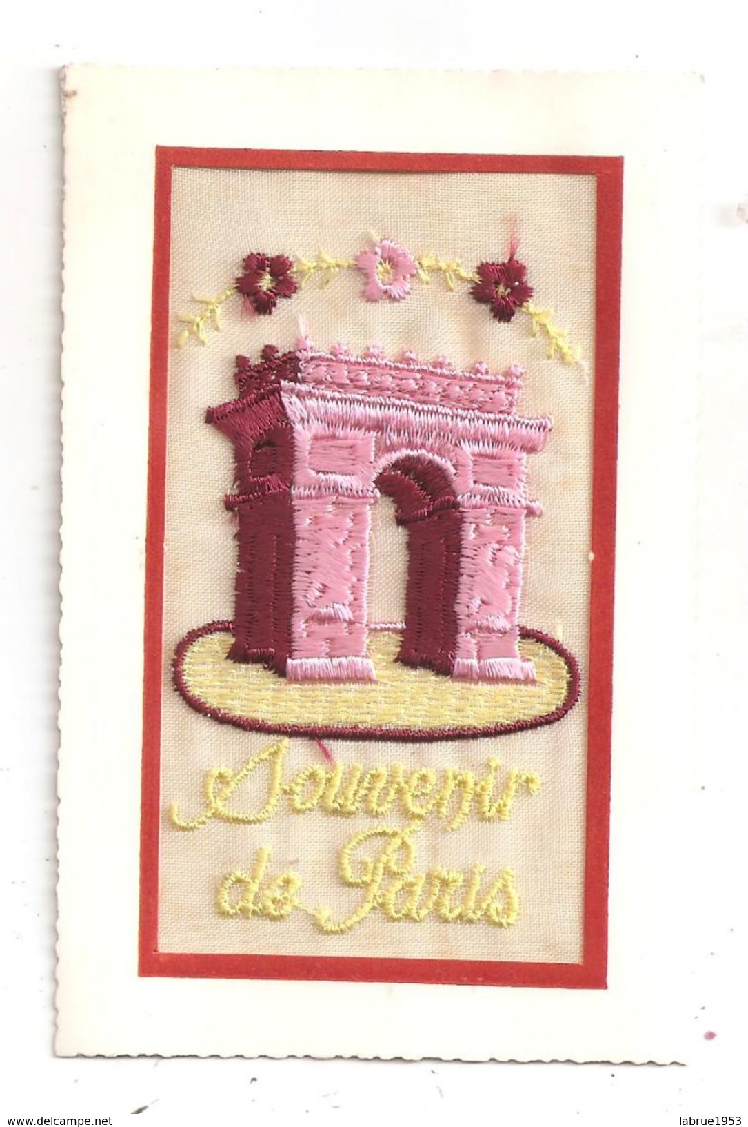 Paris -Arc De Triomphe-Carte Brodée- Souvenir De Paris-(C.1273) - Autres & Non Classés