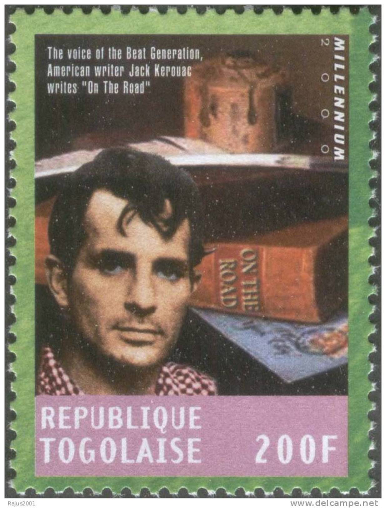 The Voice Of Best Generation, American Writer Jack Kerouac Writes " On The Road", Book, MNH, Togo - Togo (1960-...)