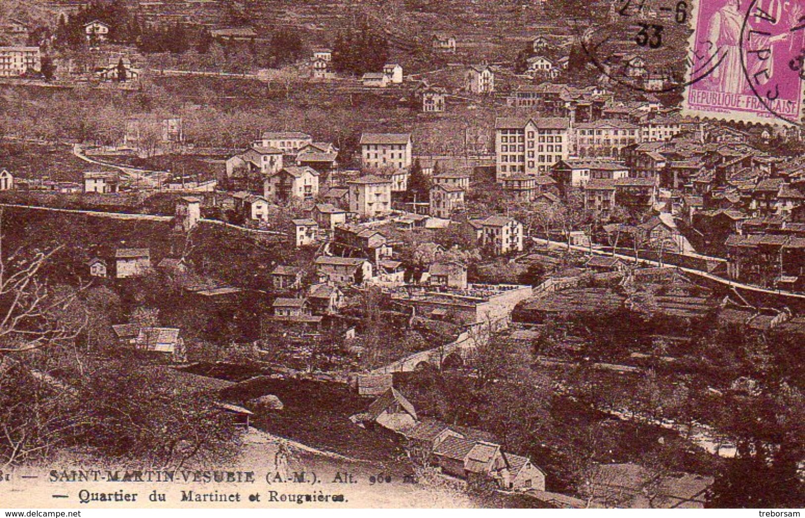 Saint Martin Vésubie (A. M. )- Quartier Du Martinet Et Rouguieres (circulé En 1933) - Saint-Martin-Vésubie