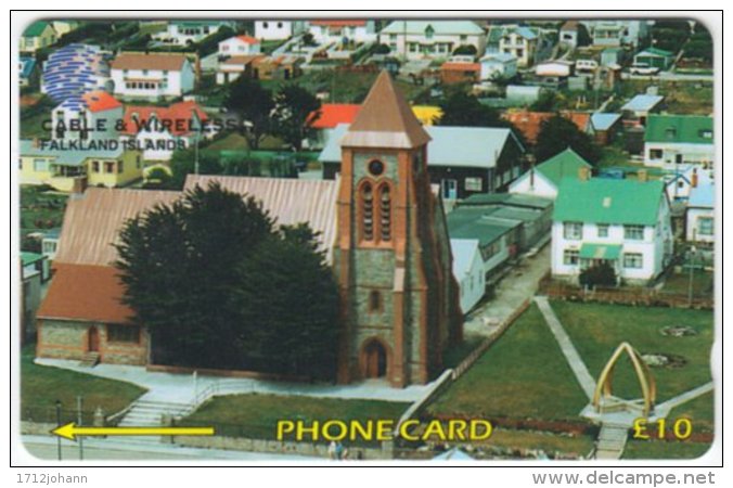 FALKLAND ISLANDS A-110 Magnetic Cable&amp;Wireless - View, Church - 133CFKA - Used - Falkland Islands