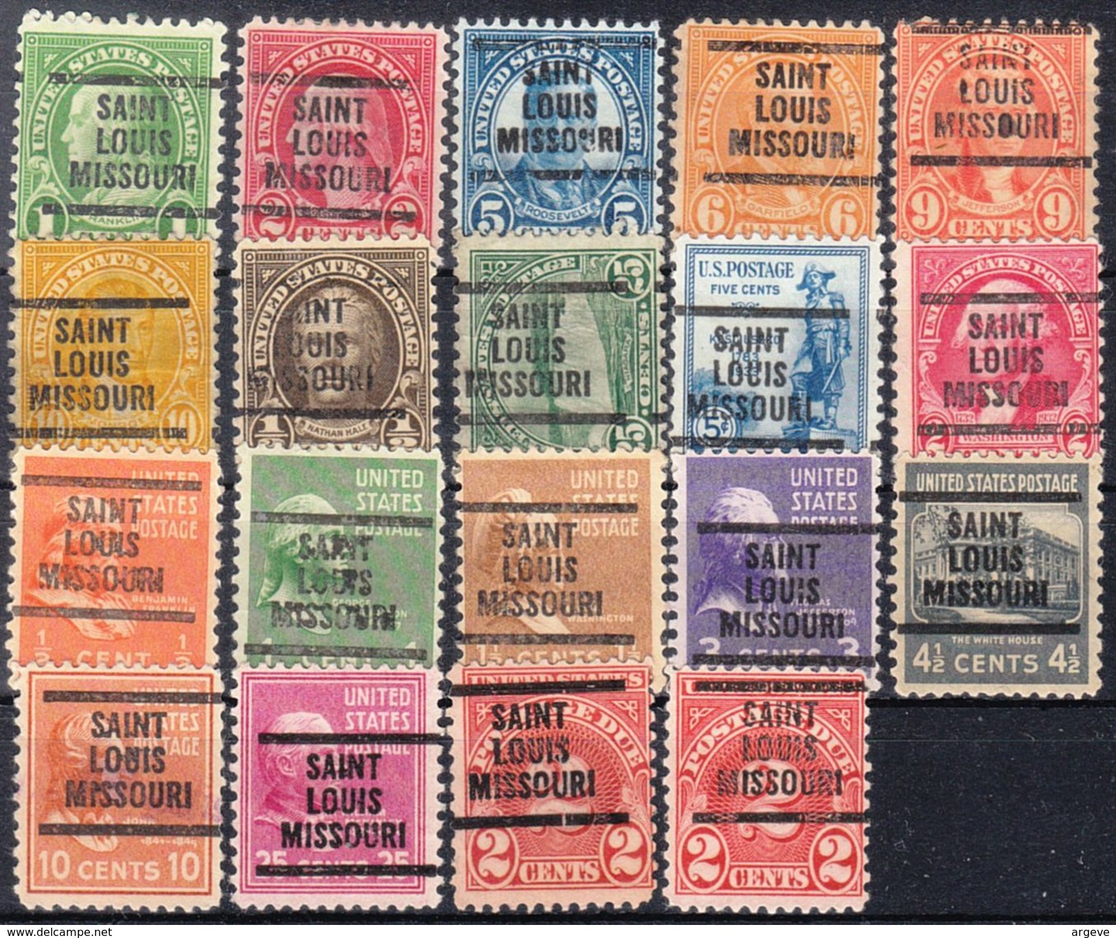 USA Precancel Vorausentwertung Preo, Locals Missouri, Saint Louis L-6 E, 19 Diff. Perf. 11x10 1/2 - Vorausentwertungen