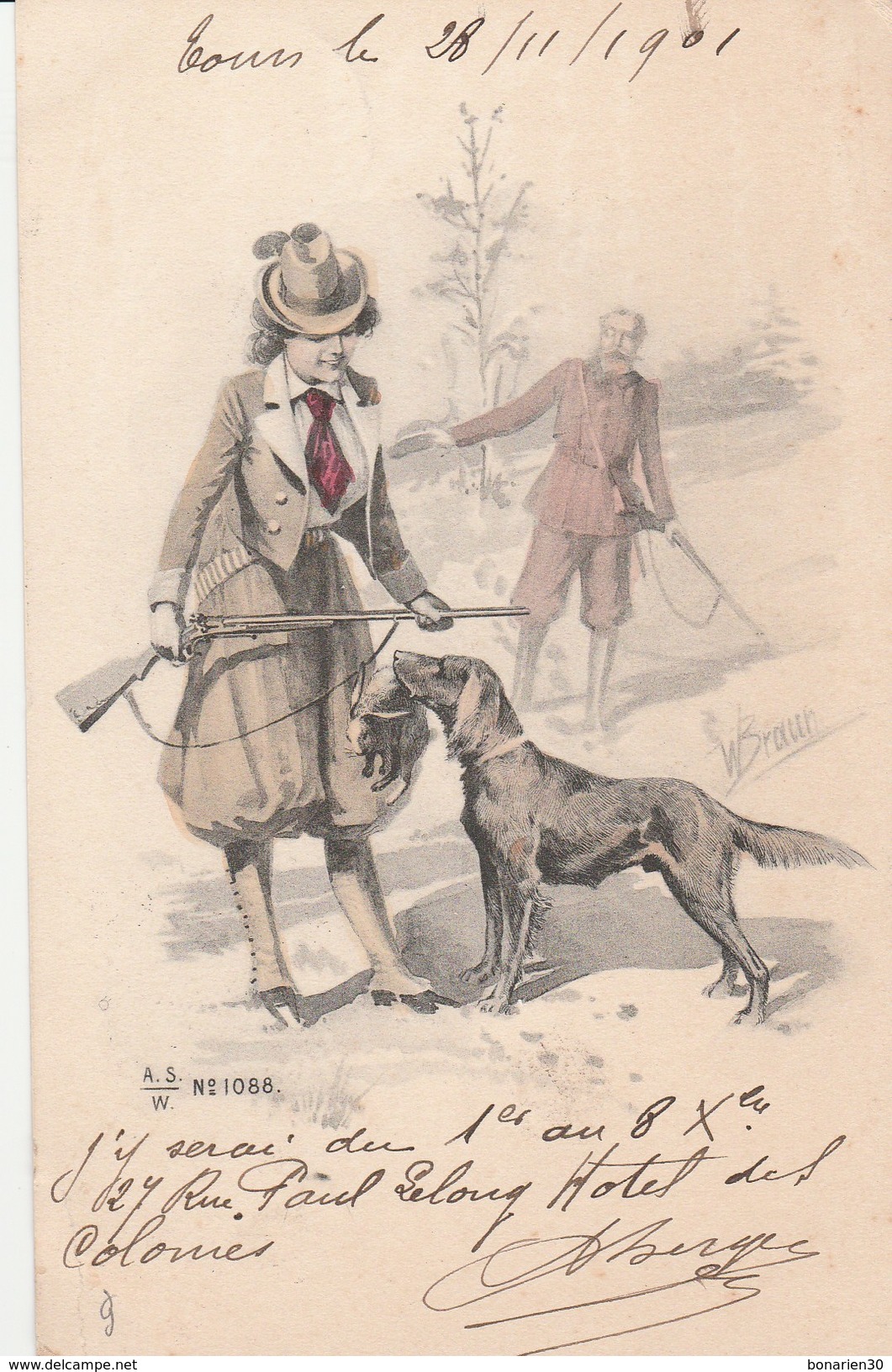 CPA  ILLUSTRATEUR BRAUN CHASSEUSE  1901 - Braun, W.