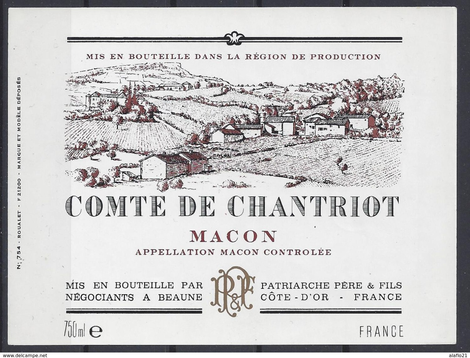 ETIQUETTE MÂCON - COMTE De CHANTRIOT - Patriarche à Beaune - Bourgogne