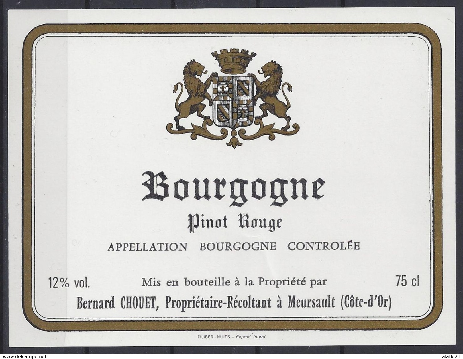 ETIQUETTE BEAUNE PINOT ROUGE - Bernard Chouet à Meursault - Bourgogne