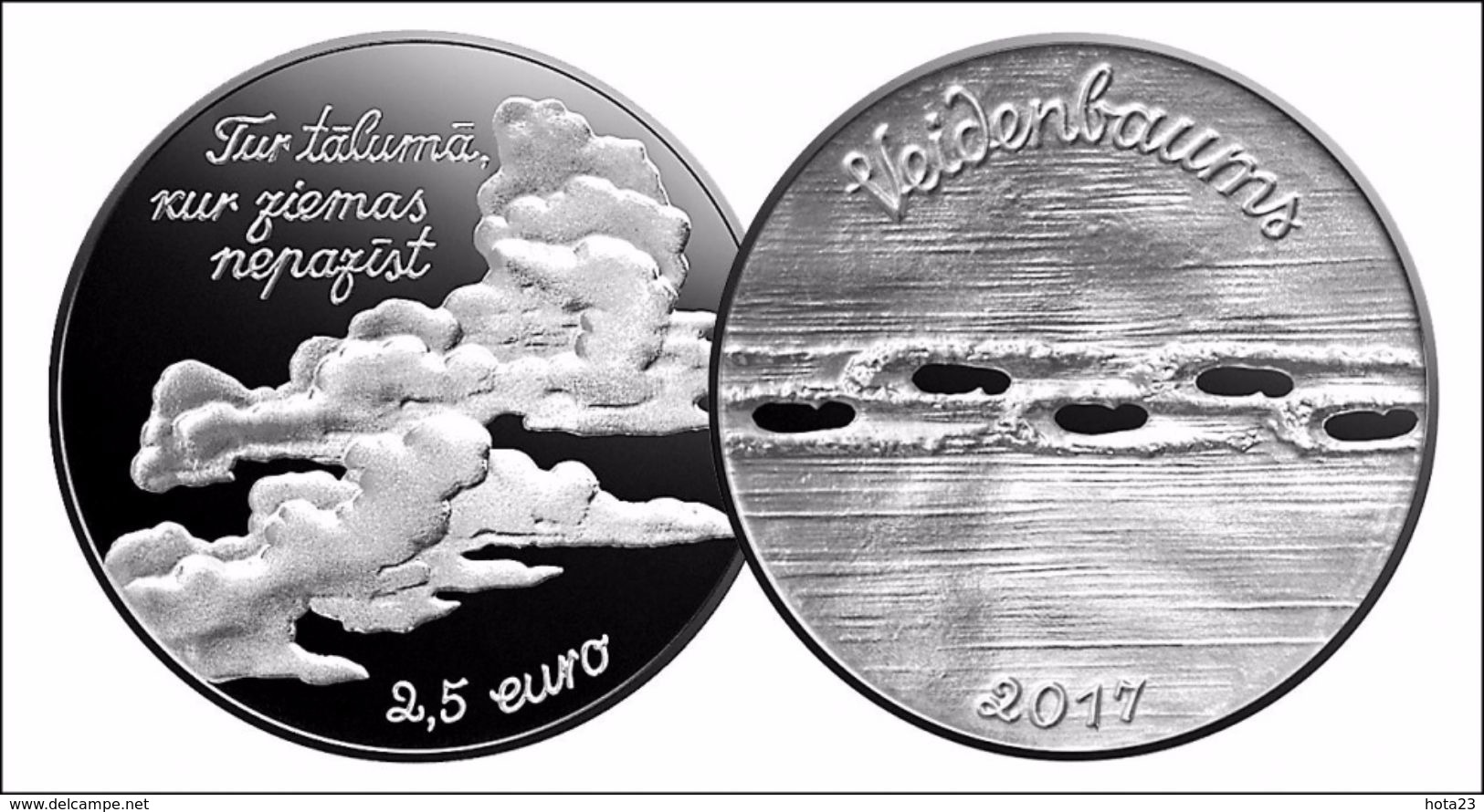 Feet In The Snow And Glasses 2.5 Euro X 2 Eduards Veidenbaums 2017 Latvia Lettland Silver Coins PROOF  2 Coins One Lot - Letonia