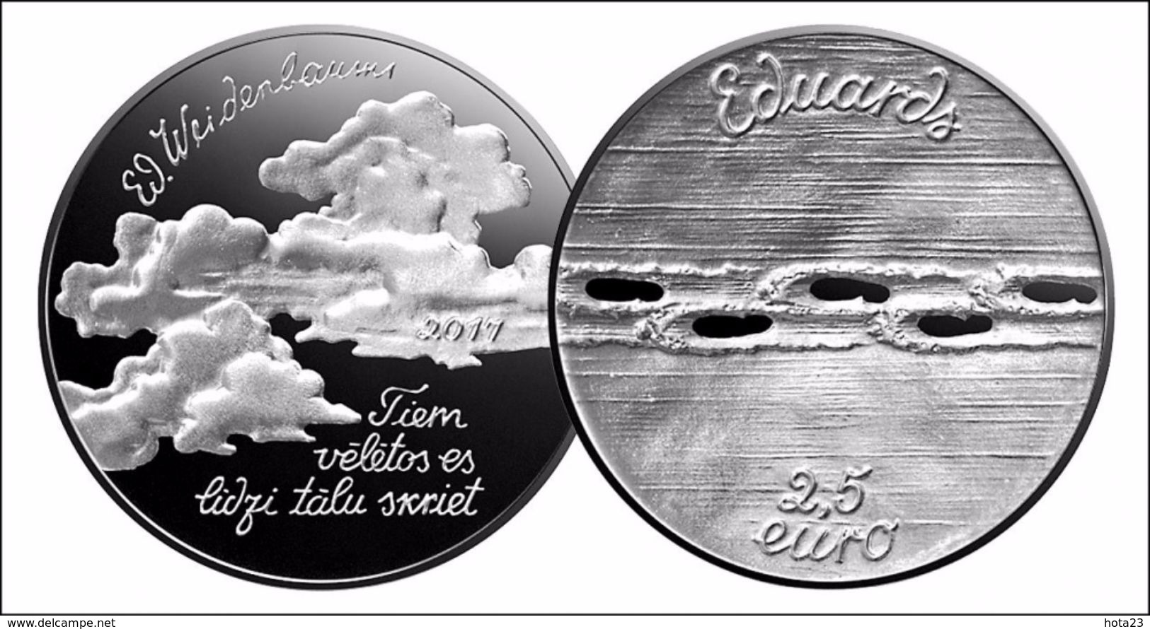 Feet In The Snow And Glasses 2.5 Euro X 2 Eduards Veidenbaums 2017 Latvia Lettland Silver Coins PROOF  2 Coins One Lot - Latvia