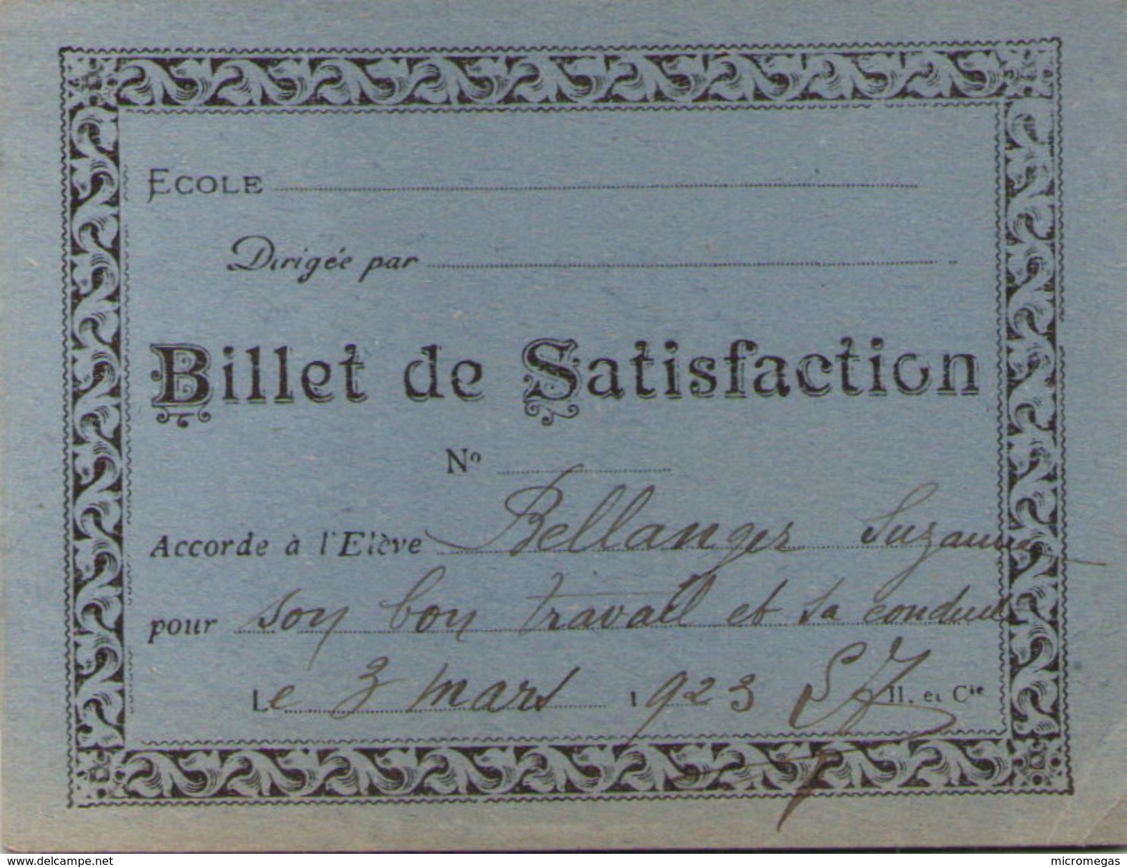 Lot deTémoignages de satisfaction, Billets d'honneur, Bons Points, tous scannés