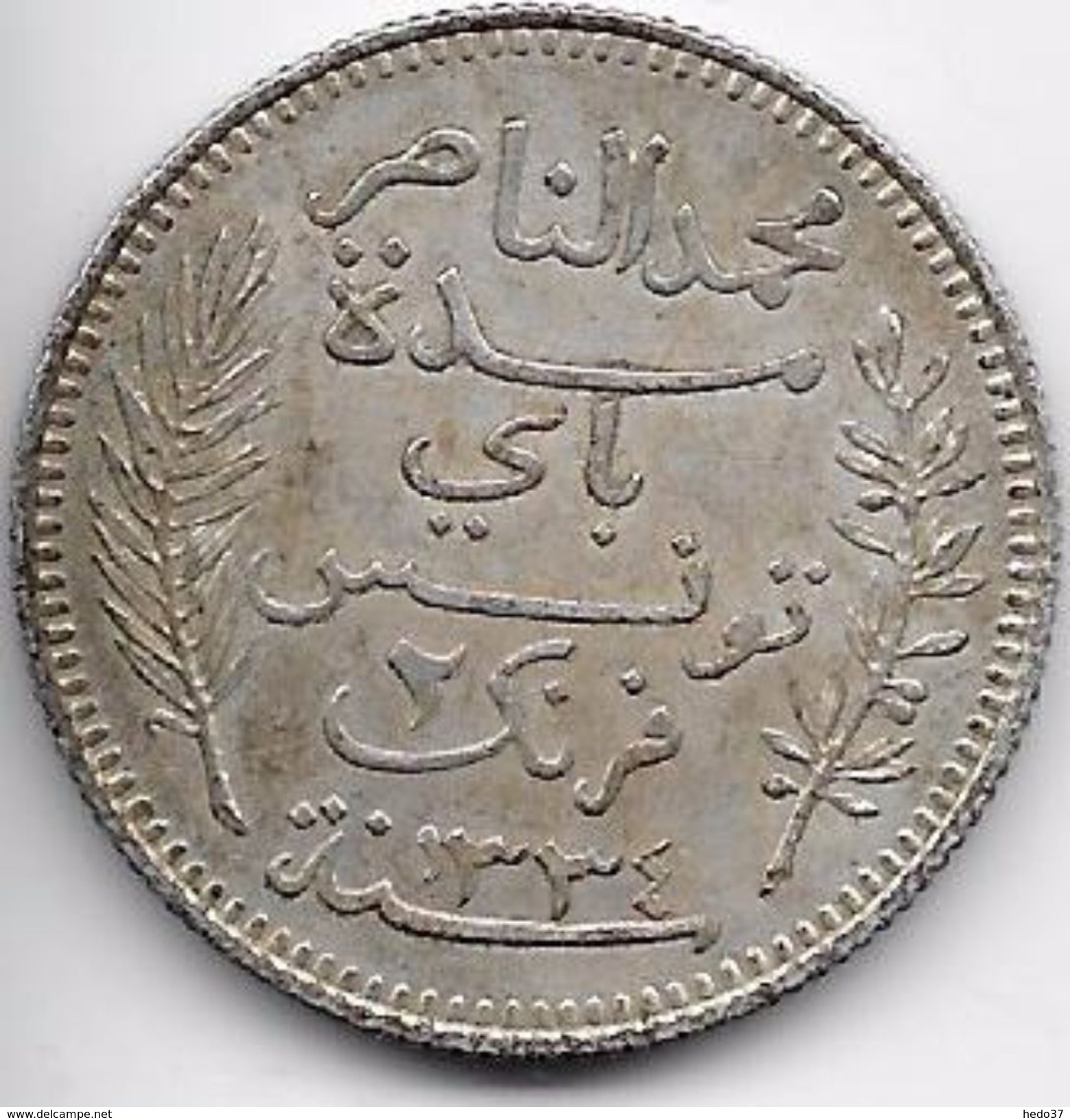 Tunisie 2 Francs 1915 Argent - Autres – Afrique