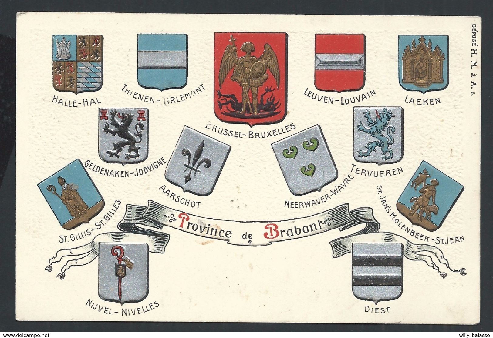 +++ CPA - Carte Fantaisie - Belgique - PROVINCE DE BRABANT - Embossed - Gaufrée - Relief - Blasons - Argenté  // - Autres & Non Classés