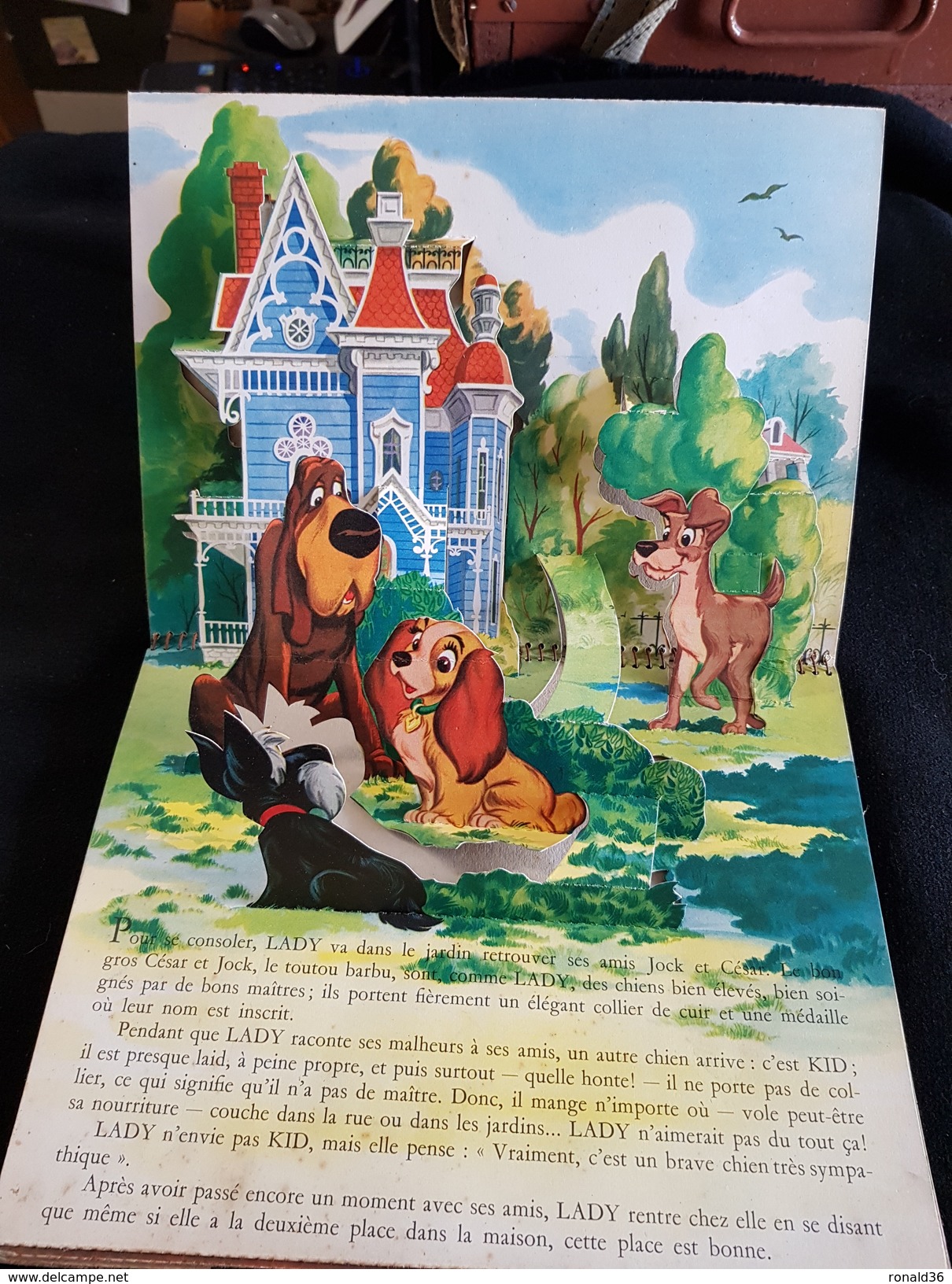 Livre 1956 LA BELLE ET LE CLOCHARD De WALT DISNEY En RELIEF (  Mickey Donald Pluto Fée ) Chien Chienne - Disney