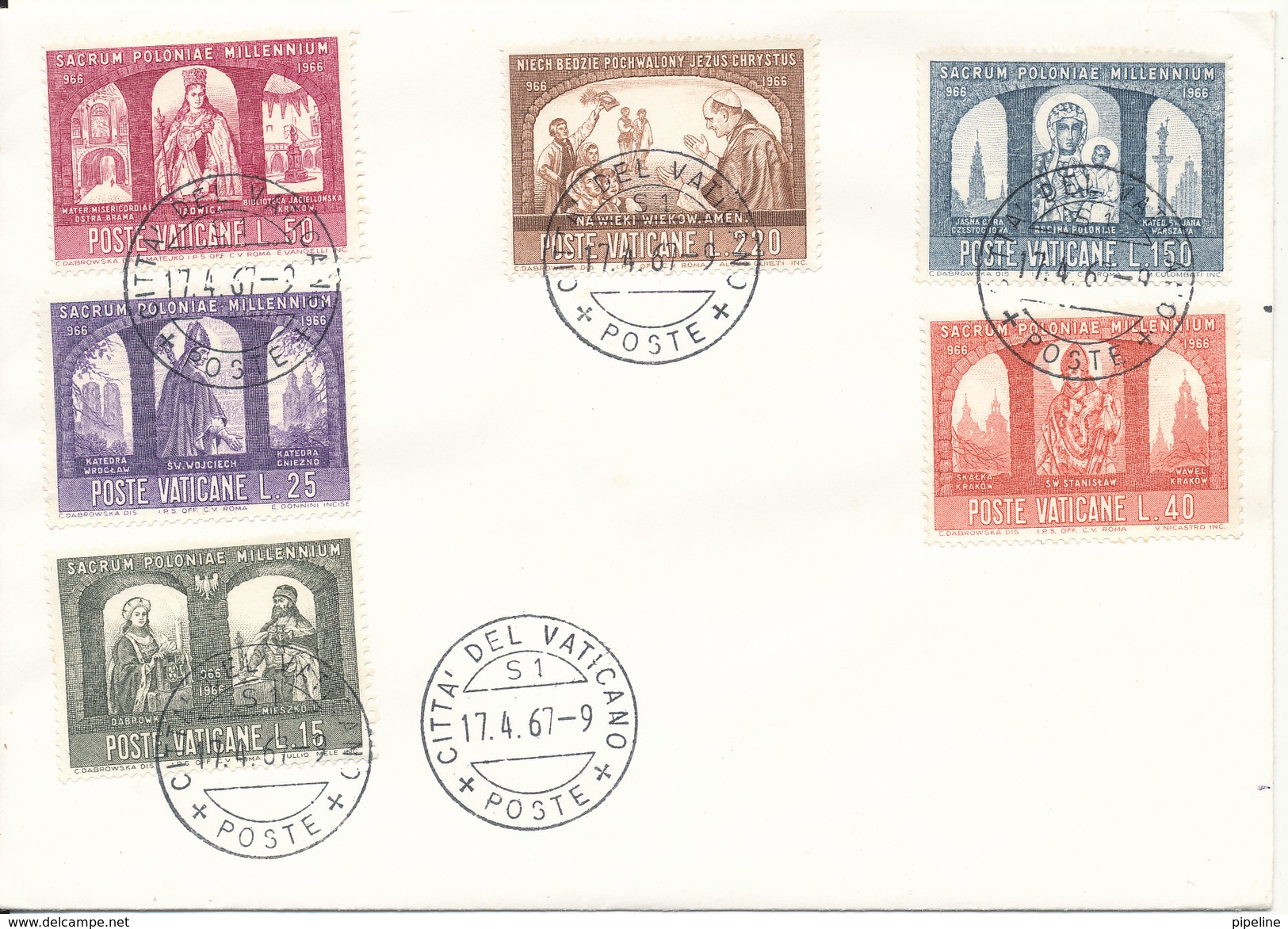 Vatican Cover 17-4-1967 - Covers & Documents