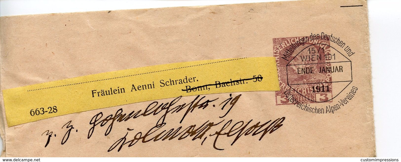 AUSTRIA WRAPPER   PRECANCELLED "D.OE.A.V"  ENDE JANUAR 1911 DOV80 - Autres & Non Classés