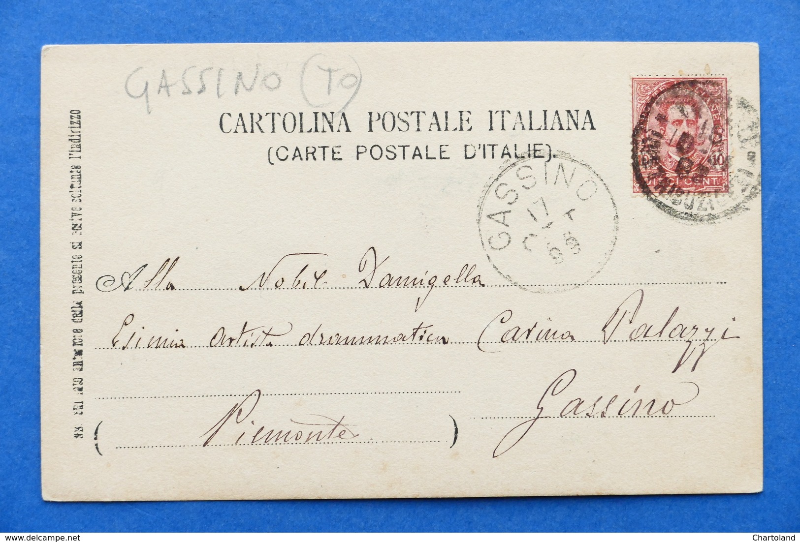 Cartolina Gassino - 1899 - Altri & Non Classificati