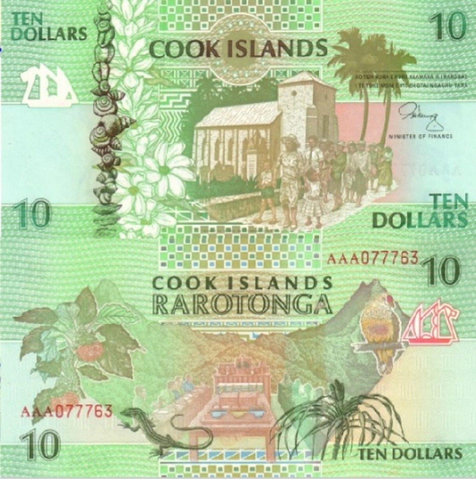 COOK ISLANDS 10 Dollars ND (1992) P 8 UNC - Cook Islands