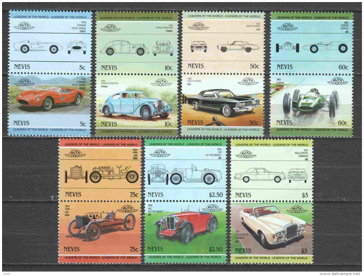 Nevis 1985 Mi 234-247 MNH CLASSIC CARS - Auto's