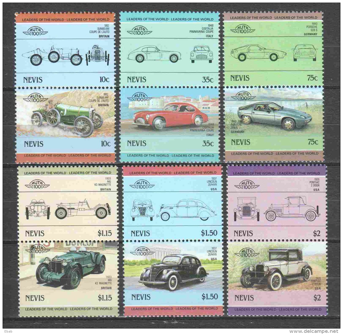 Nevis 1985 Mi 314-325 MNH CLASSIC CARS - Auto's