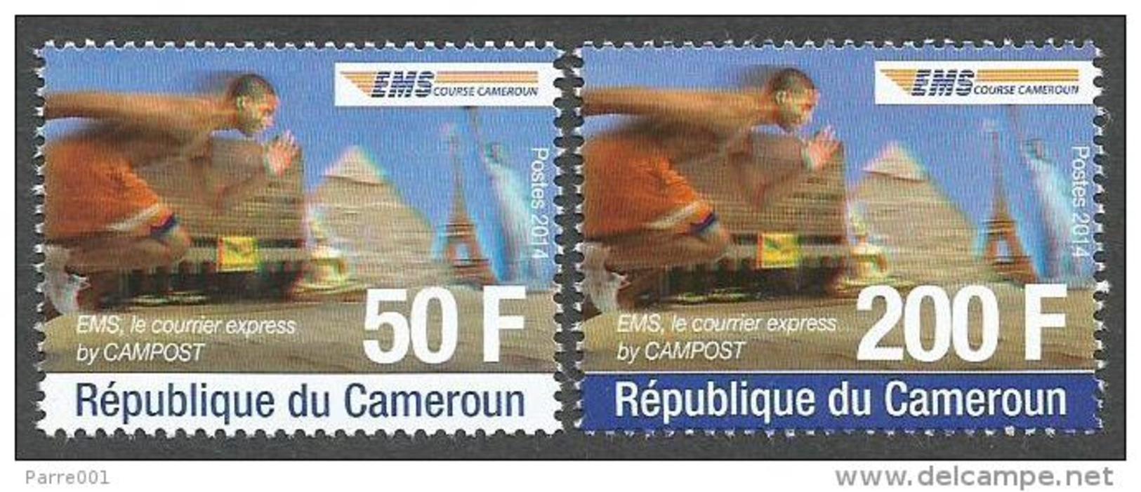 Cameroon Cameroun 2014 EMS Runner Statue Of Liberty New York Giza Pyramid Eiffel Tower Mint Set - Kameroen (1960-...)