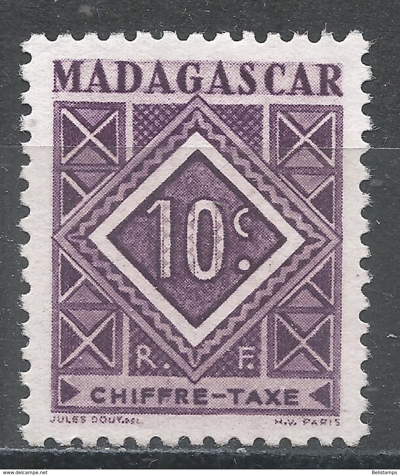 Malagasy Republic 1947. Scott #J31 (M) Numeral Of Value - Segnatasse