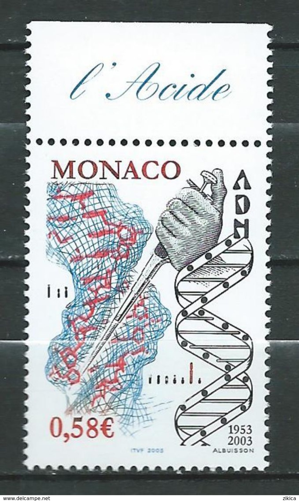 Monaco 2003 The 50th Anniversary Of The Discovery Of The DNA Structure.Health/Medicine.Mi - 2659.MNH - Nuovi