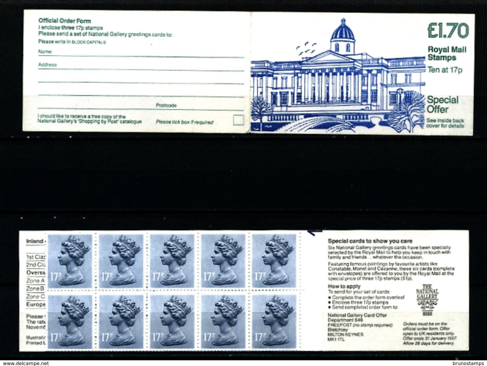 GREAT BRITAIN - 1985  £ 1.70  BOOKLET  NATIONAL GALLERY   RM  MINT NH  SG FT 6b - Libretti