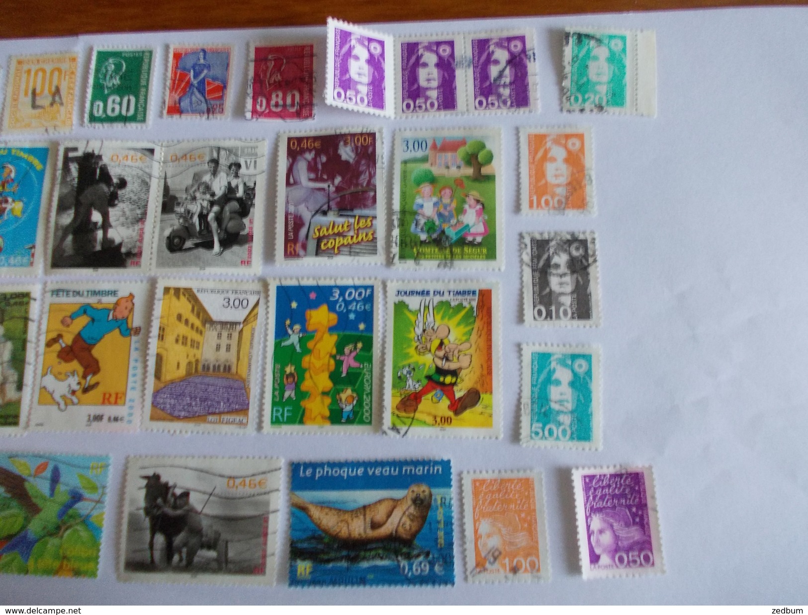 TIMBRE France Lot De 30 Timbres à Identifier Tintin Asterix Lucky Luke - Mezclas (max 999 Sellos)