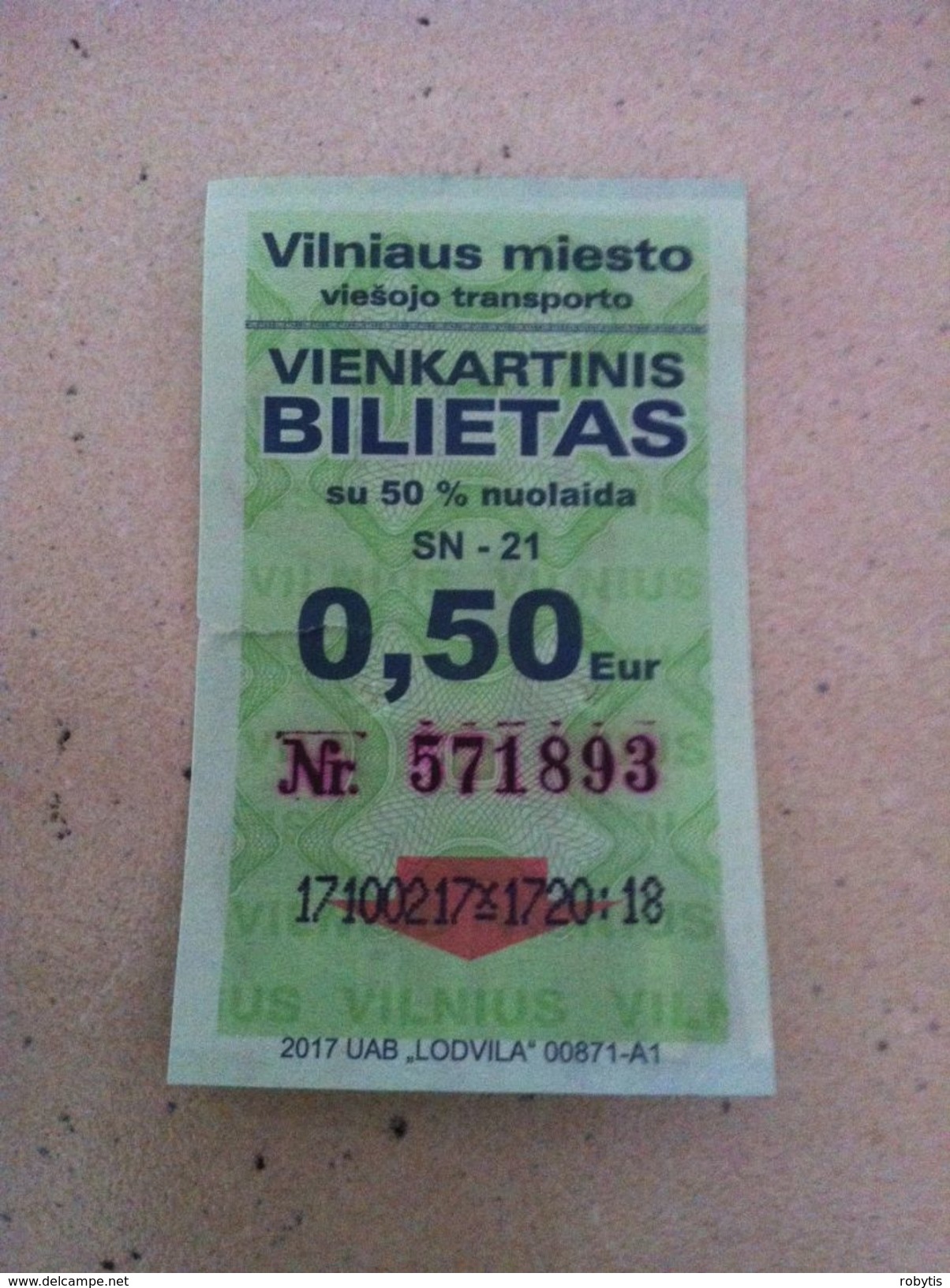 Lithuania Vilnius One Way Ticket - Bus 2017 - Europa