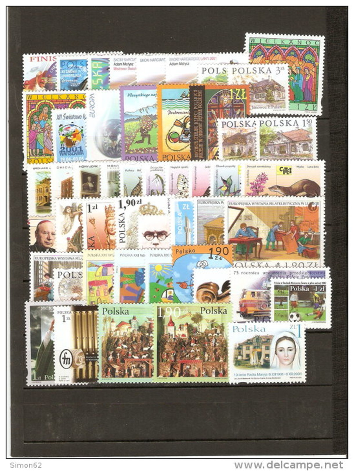 POLOGNE Année Complète 2001 Neuf ** Mnh Luxe + Feuillet Quo- Vadis  49 Timbres  Avec Tete Beche - Full Years