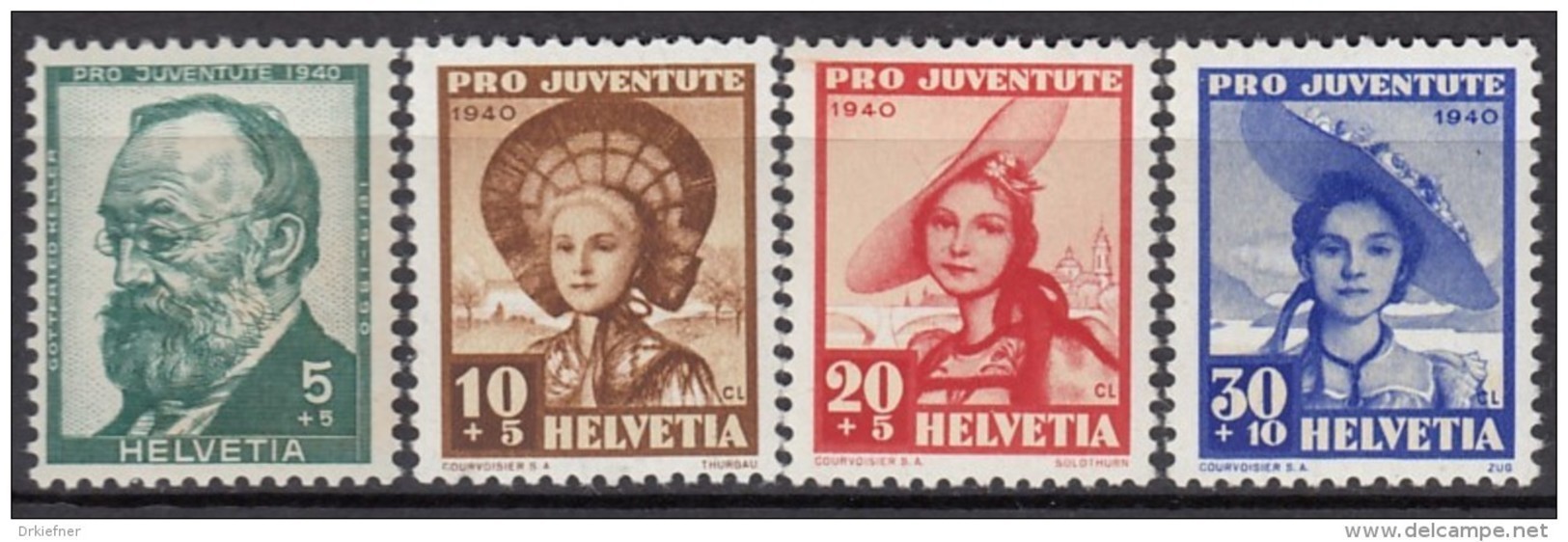 SCHWEIZ 373-376, Postfrisch **, "Pro Juventute" 1940, Gottfried Keller, Frauentrachten - Unused Stamps