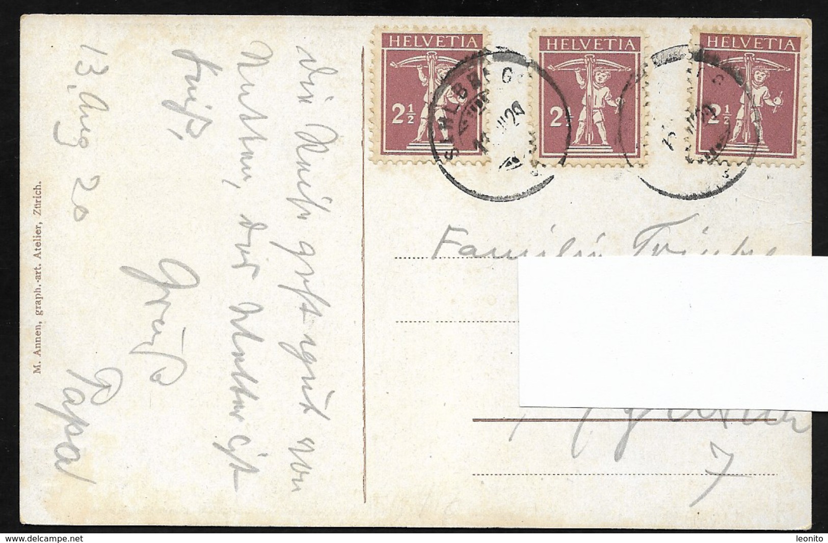 SIHLBRUGG ZH Hirzel Zug - Zürich Hotel KRONE Briefmarken ! 1920 - Hirzel