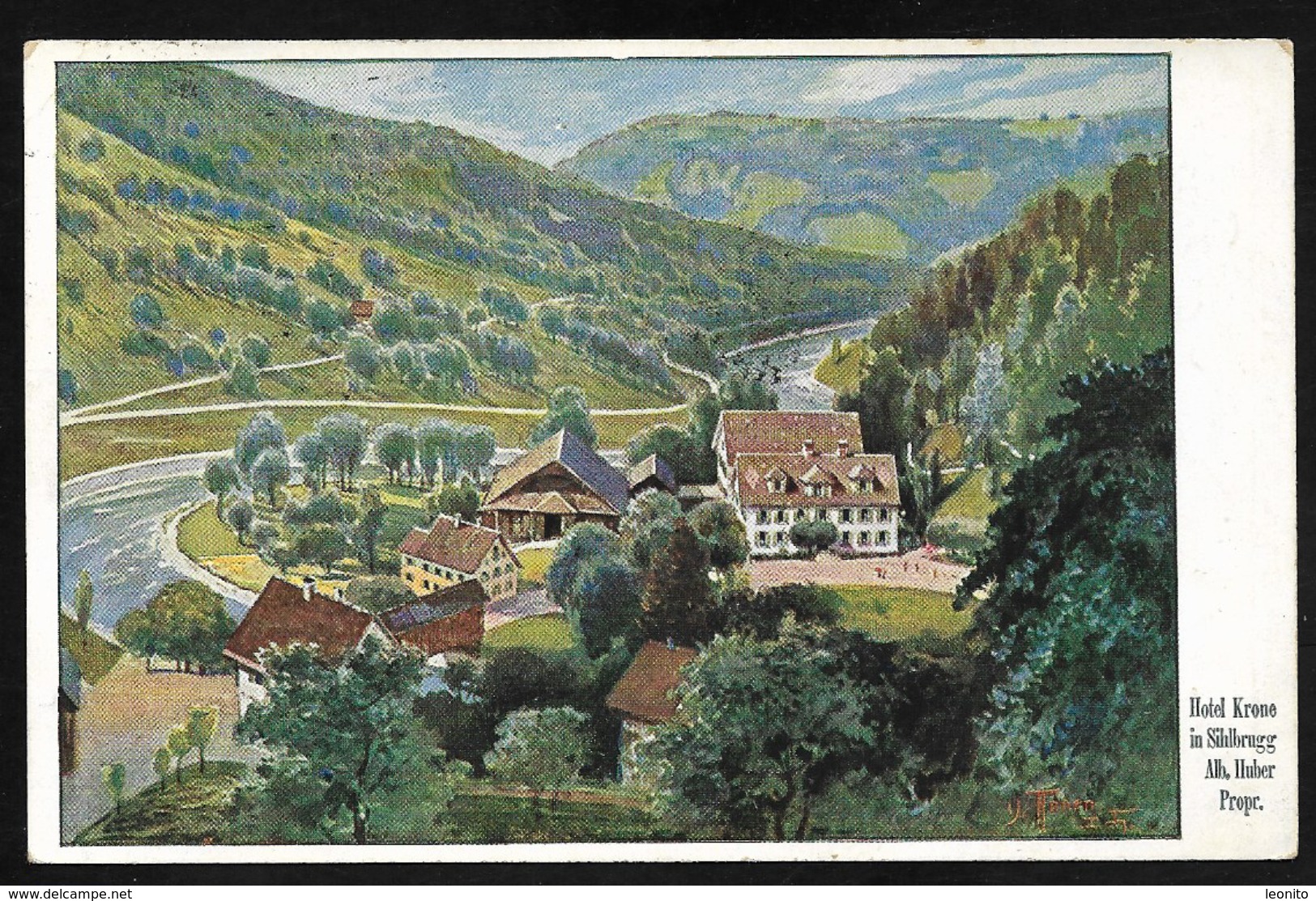 SIHLBRUGG ZH Hirzel Zug - Zürich Hotel KRONE Briefmarken ! 1920 - Hirzel