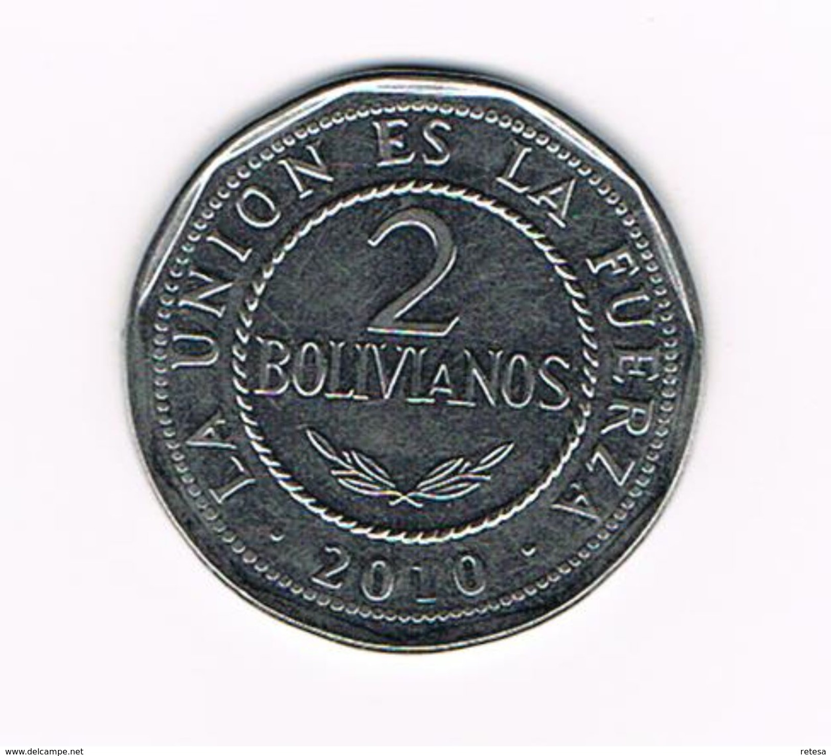 ) BOLIVIA  2 BOLIVANOS  2010 - Bolivie