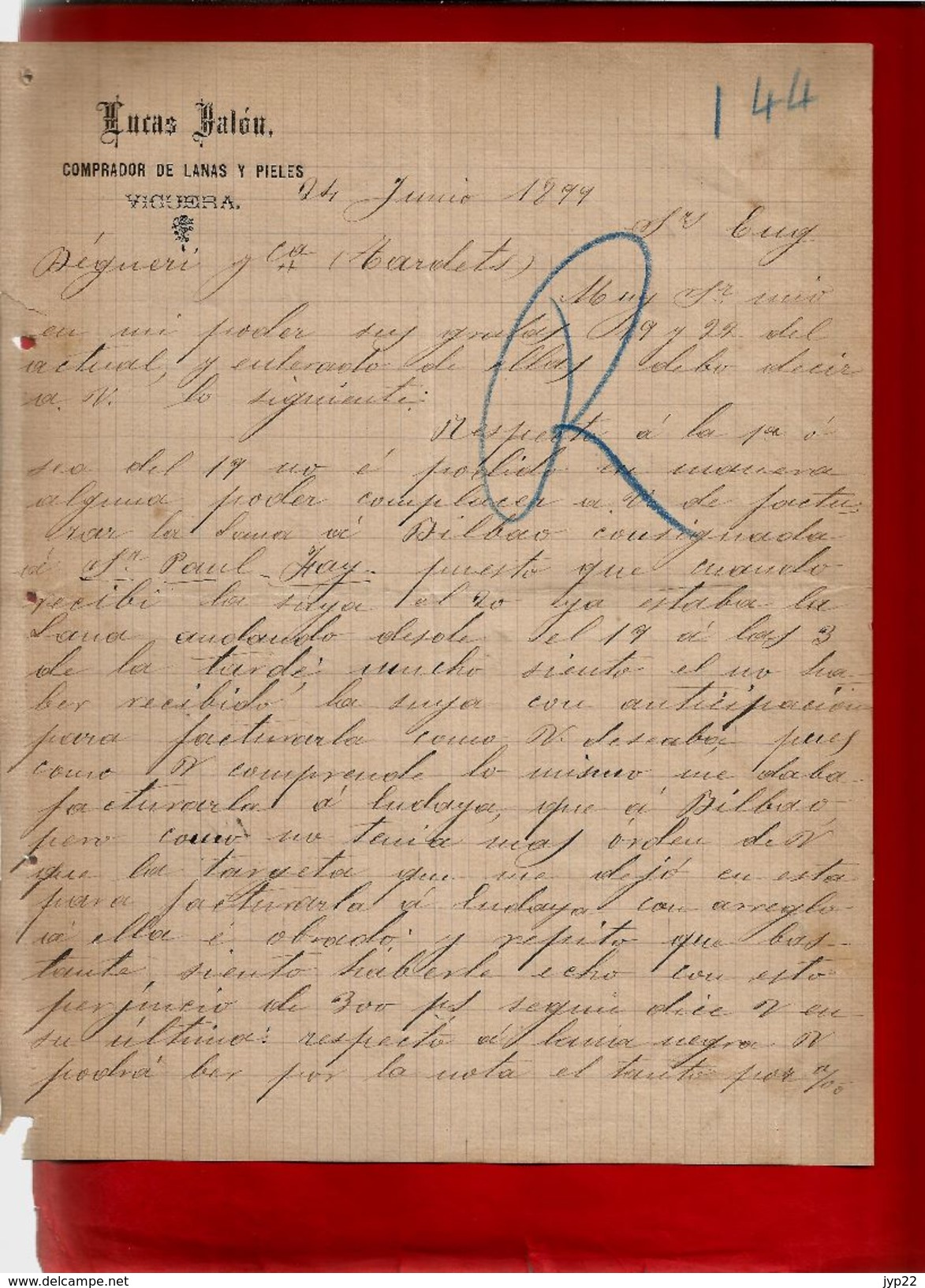 Courrier Espagne Lucas Palou ? Palon ? Viguera 24-06-1899 - écrit En Espagnol - España